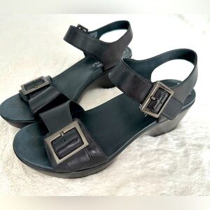 Dansko Open Toe Heels in Black